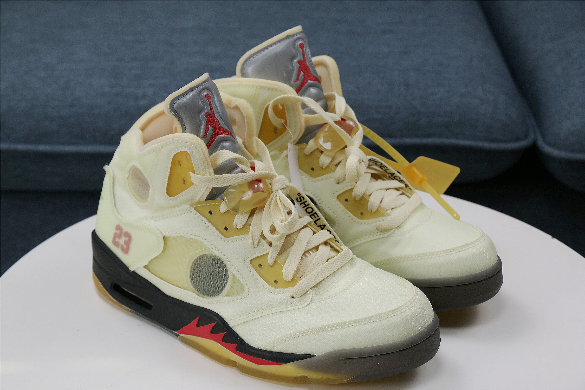 Off White x Air Jordan 5 Retro Sail/Plot twist (LN5 A1 Batch)
