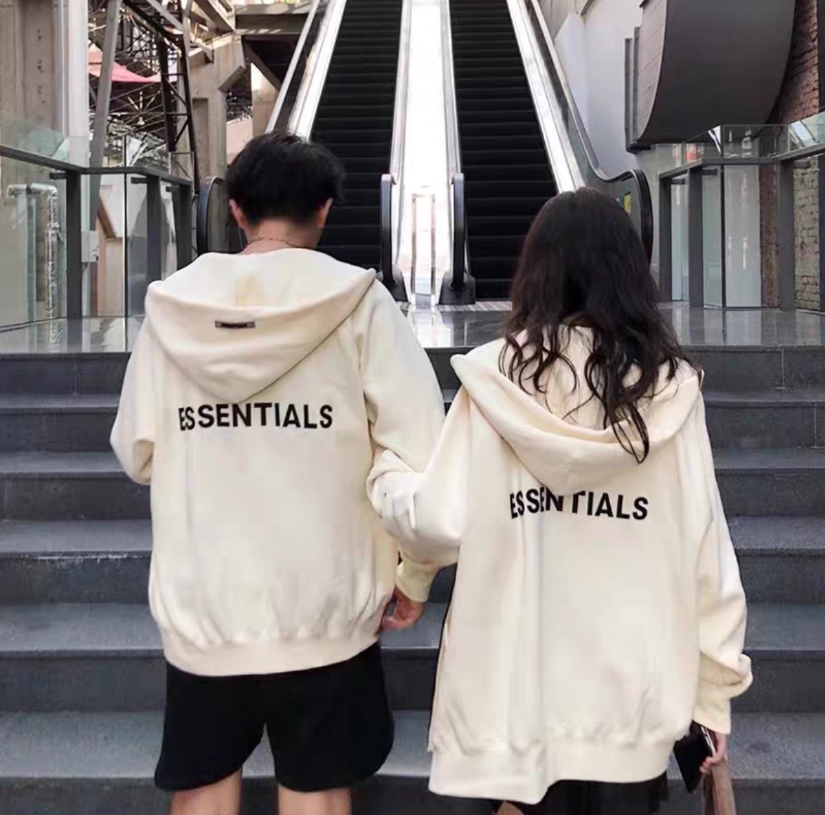 Double Line Back Silicone Lettering Zip Hoodie