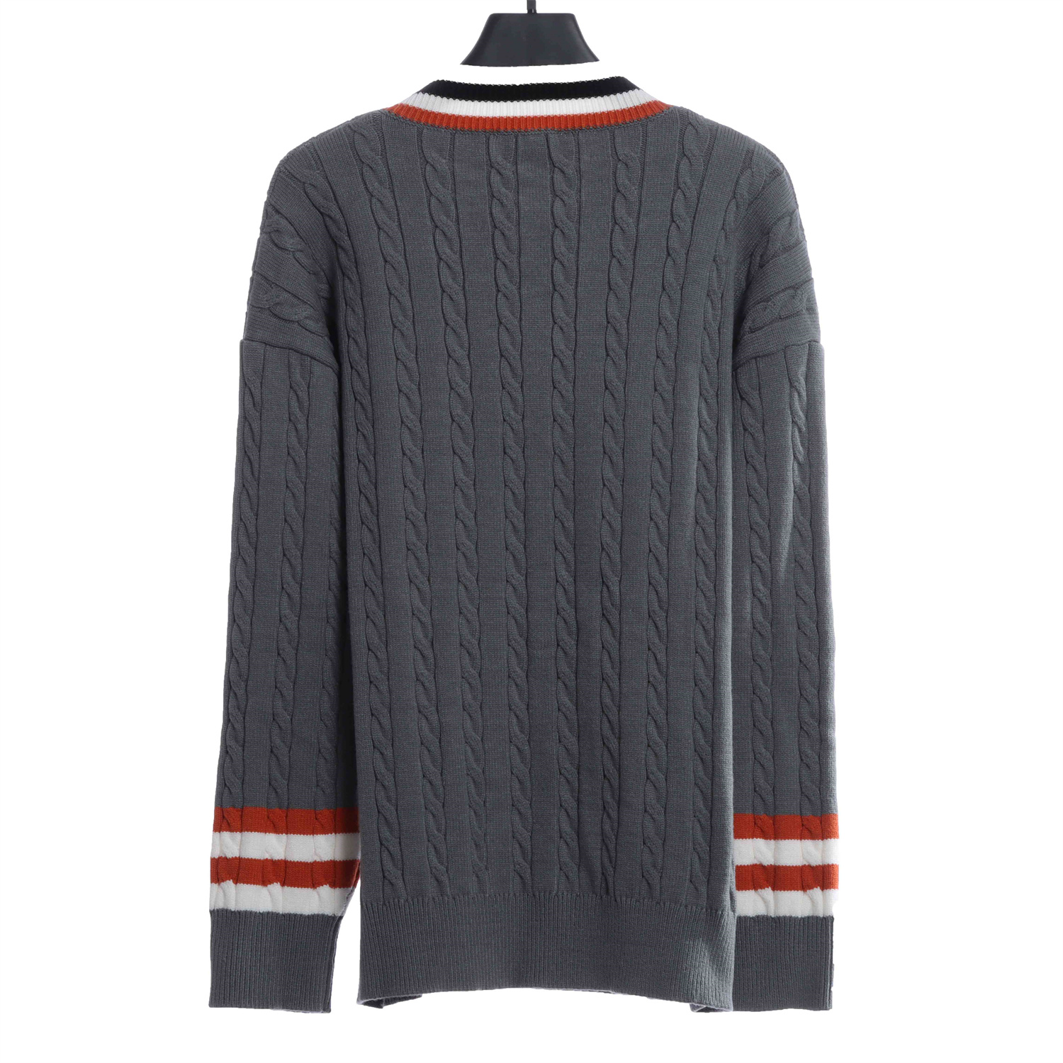 LOEVVE SS22 striped color block V-neck pullover sweater