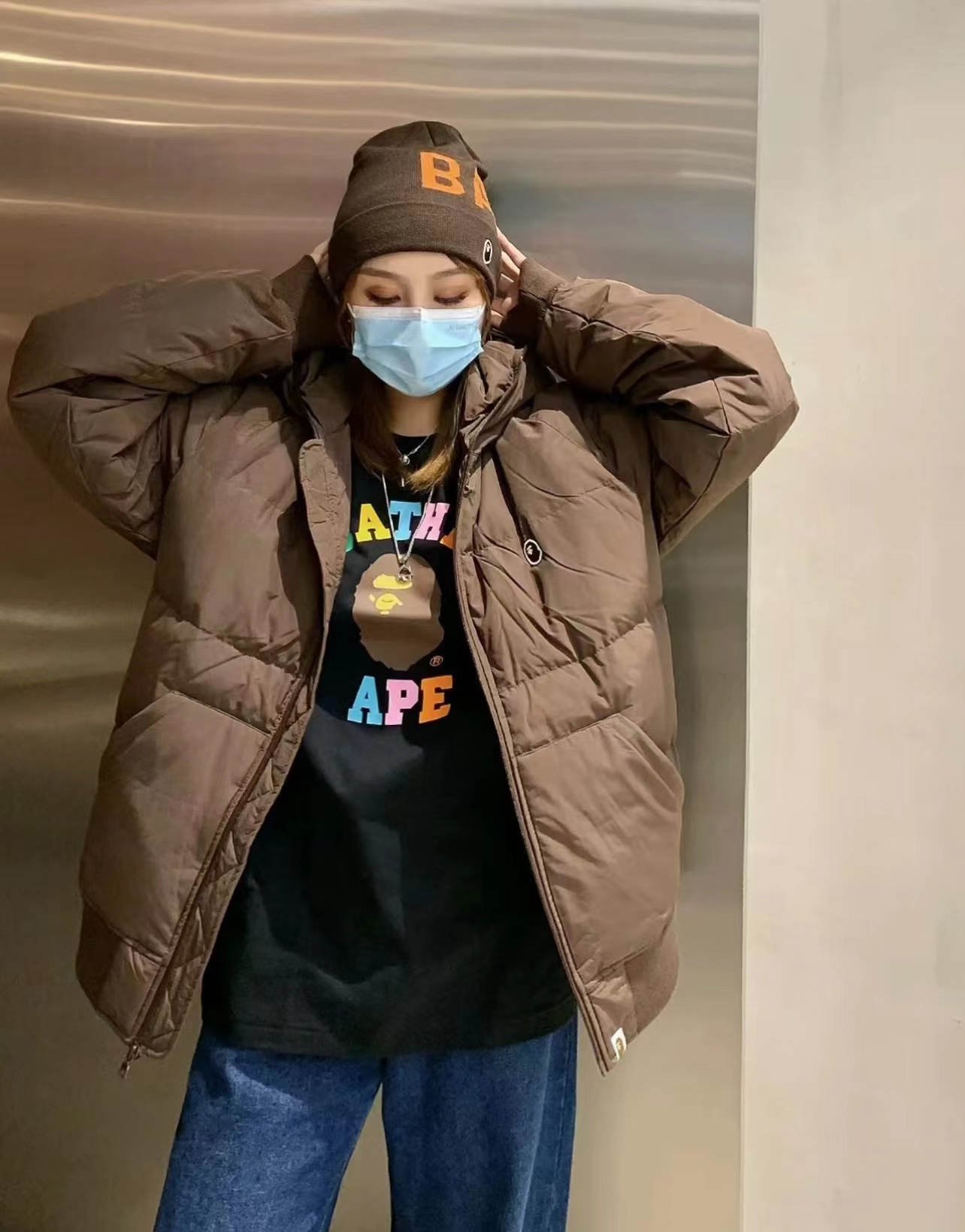 BAPE ape man colorful foam print short sleeves