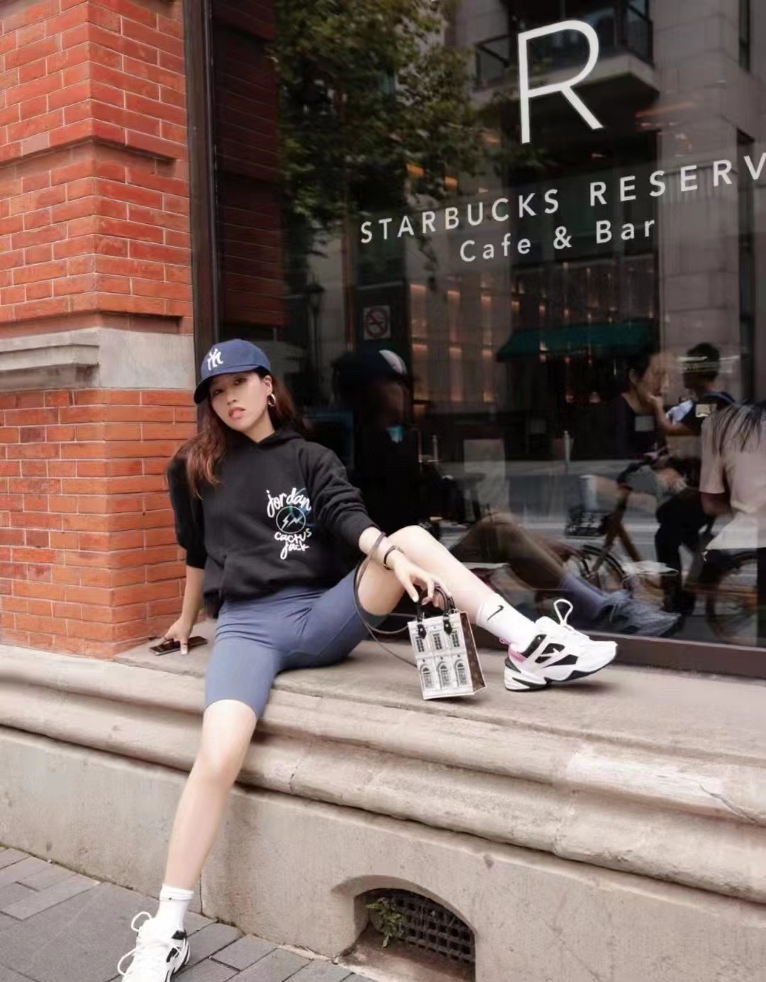 Jordan TS lightning tripartite joint portrait print hoodie