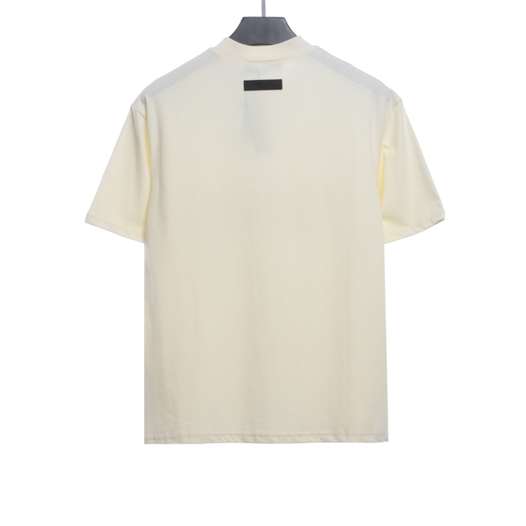 Essenti@ls Double line double row large letter flocking short sleeves