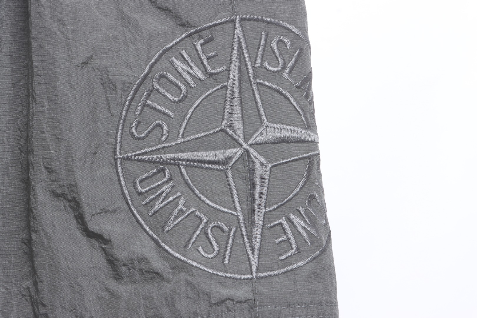 Stone Island Side compass large embroidered shorts gray
