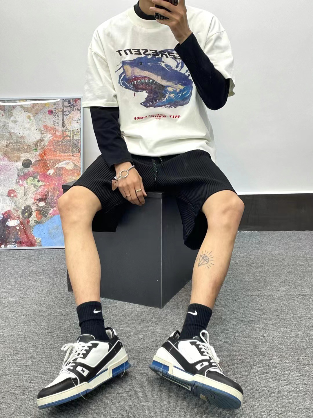 Represent Shark Distressed Wash Short Sleeves