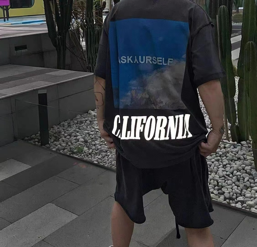 ASK Sky Symphony Reflective Letter Print Short Sleeves