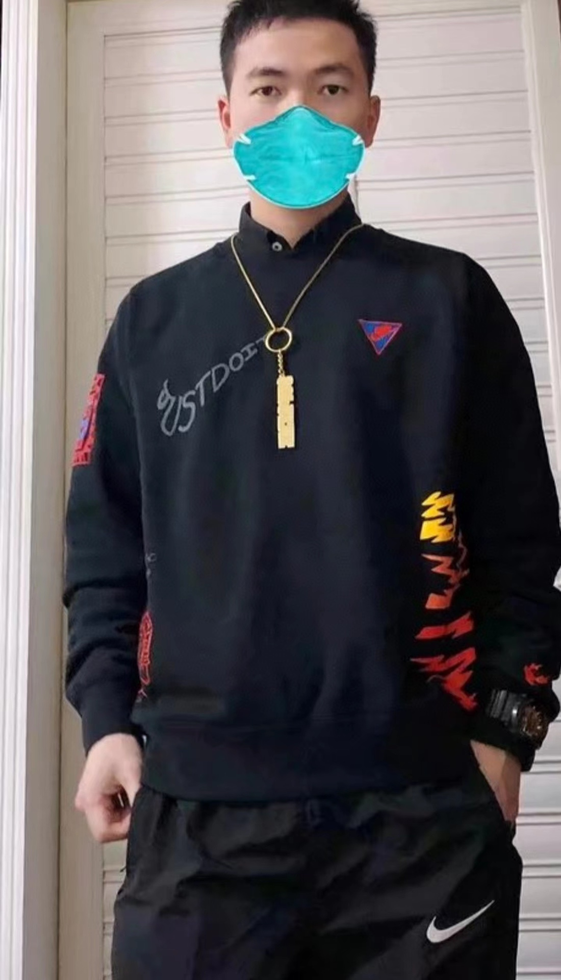 NK 3M reflective graffiti print giraffe sweater pullover