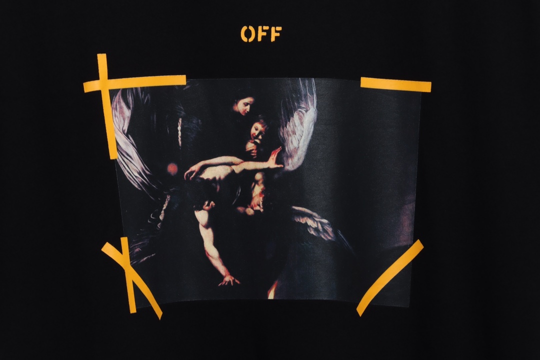 OW angel wings Notre Dame religious oil painting short sleeves