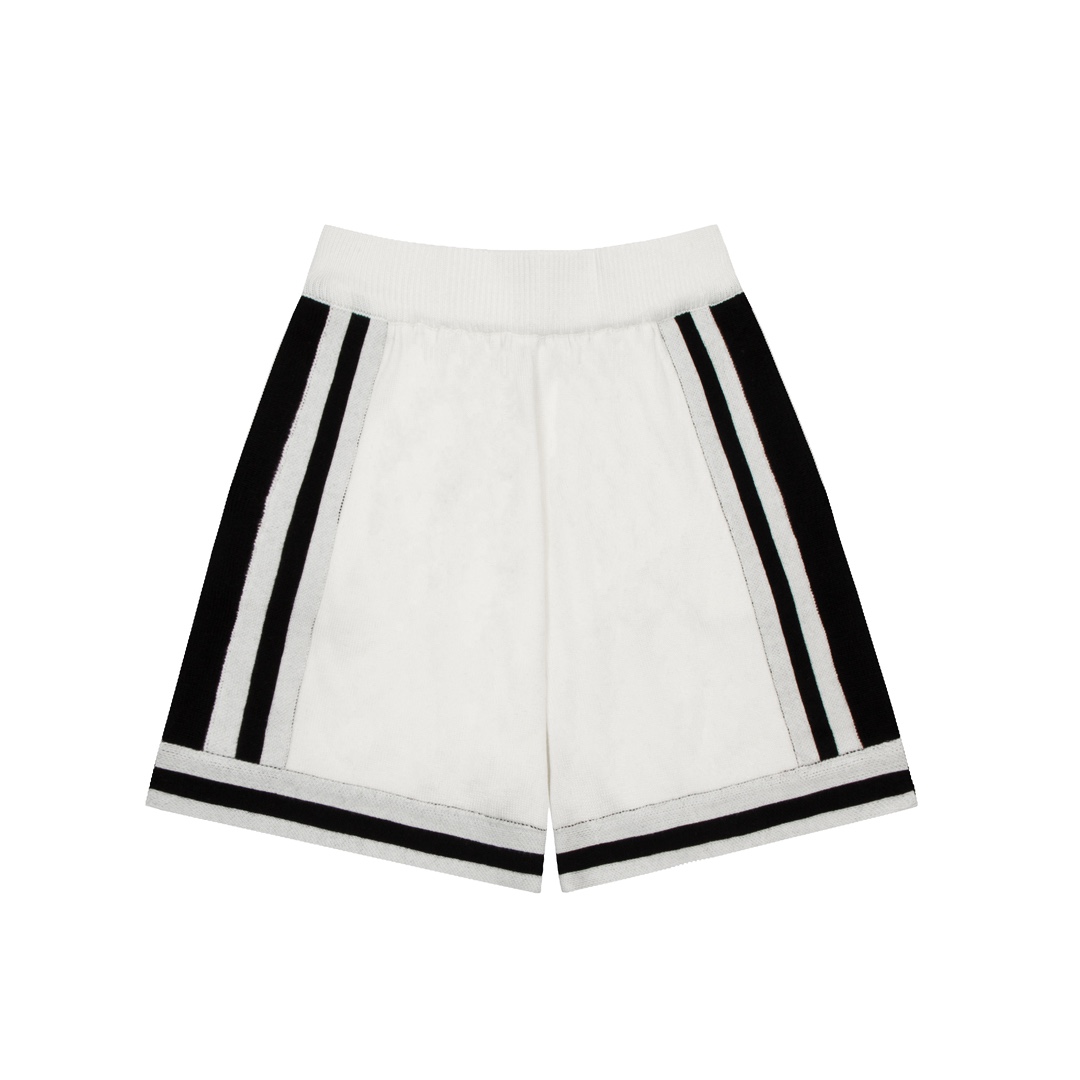 Letter A black and white striped knitted shorts