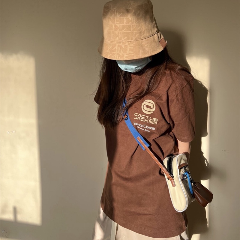 Travis Scott Solid color letter pattern printing short sleeves