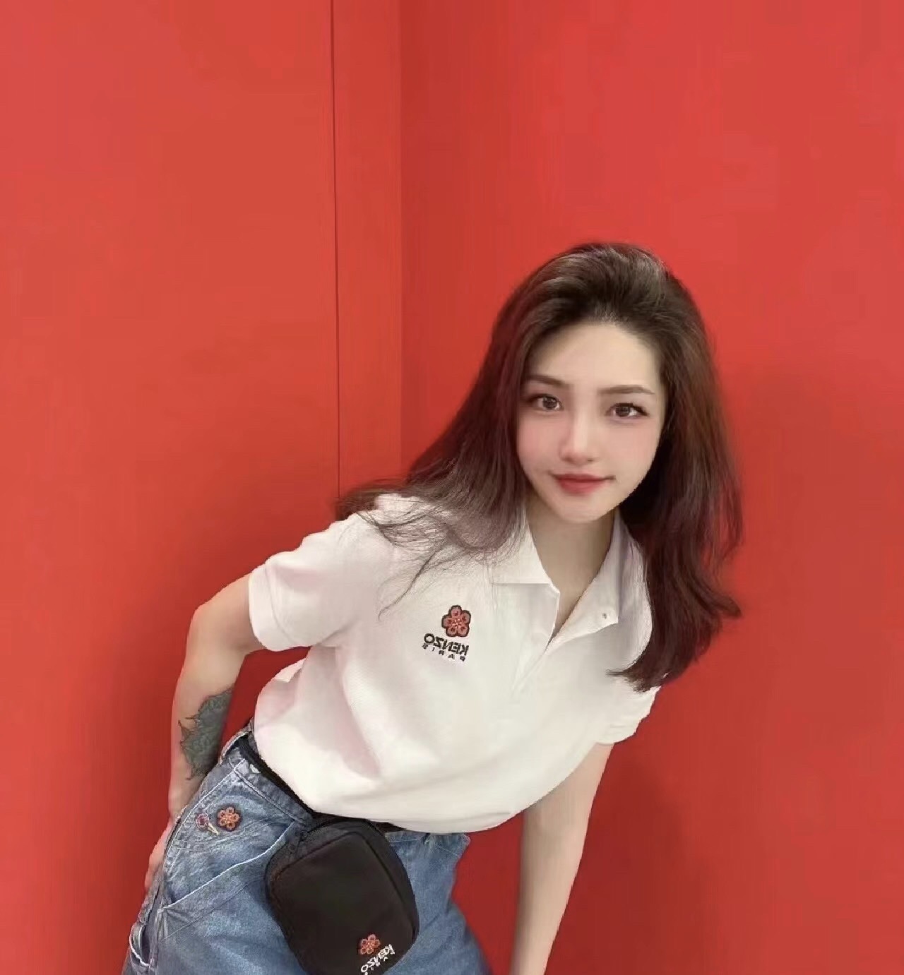 kenzo crabapple flower embroidery POLO short sleeves