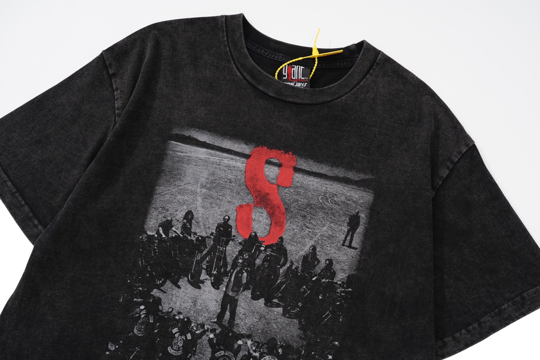 VINTAGE The son of chaos makes old retro printed short-sleeved T-shirts