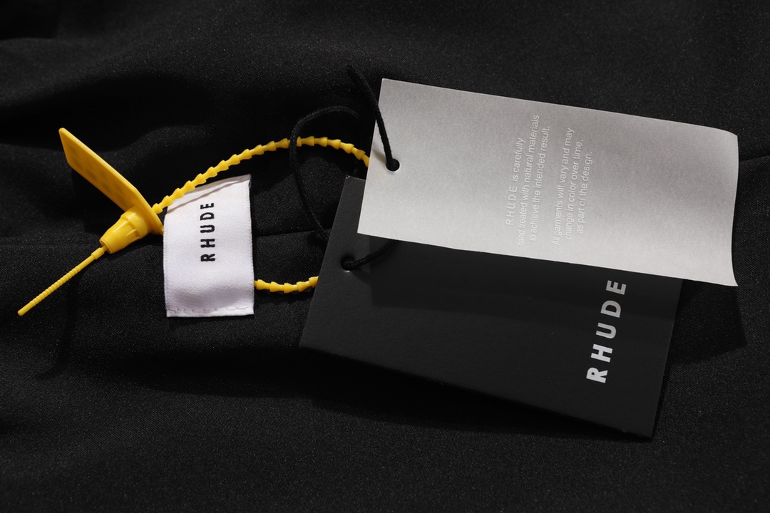 RHUDE vintage logo print two-tone drawstring shorts