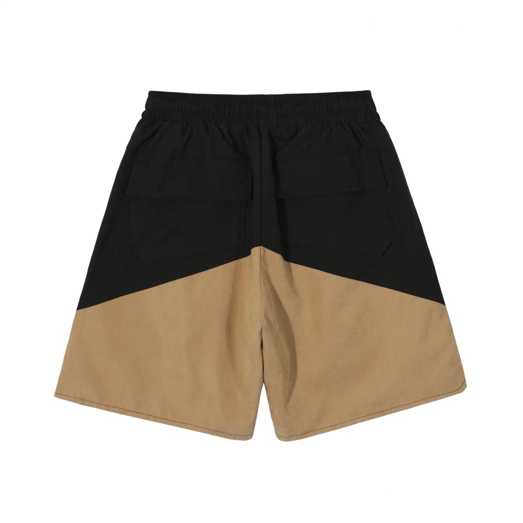 RHUDE vintage logo print two-tone drawstring shorts