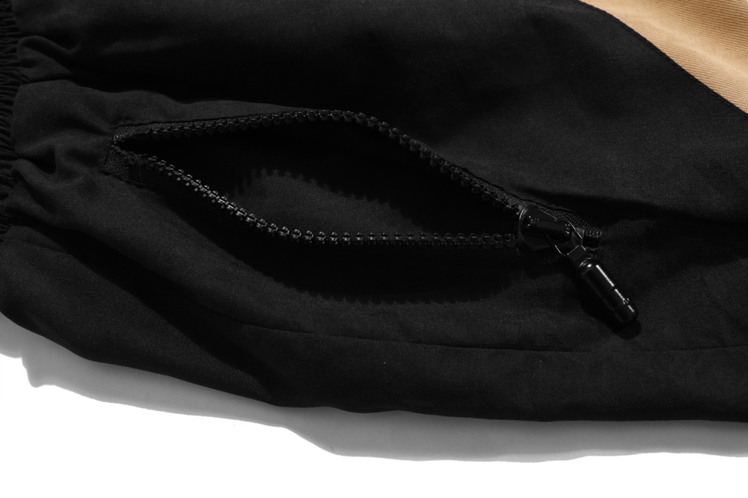 RHUDE vintage logo print two-tone drawstring shorts