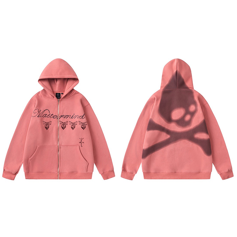 Travis Scott Cactus Jack xMMJ Skull Zip Up Mauve Hoodie