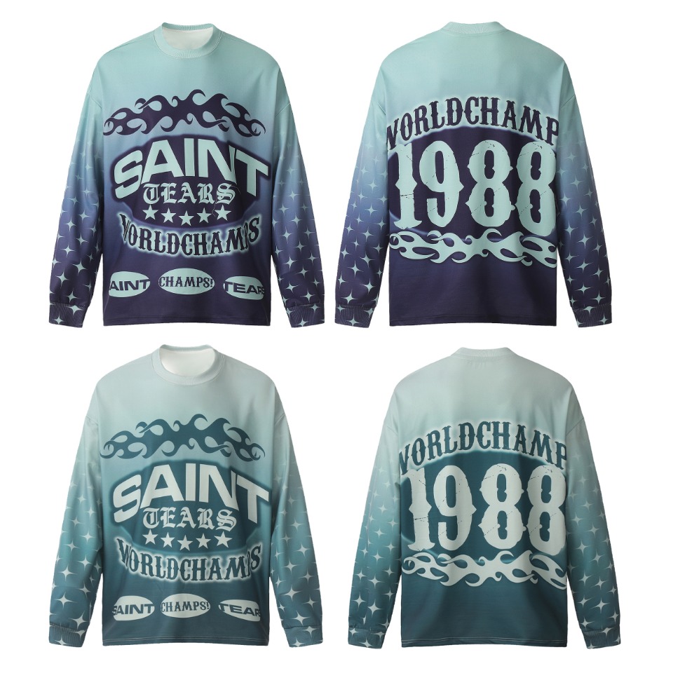 Saint Mich@el Tears Full Print 1988 Green Purple Long Sleeve