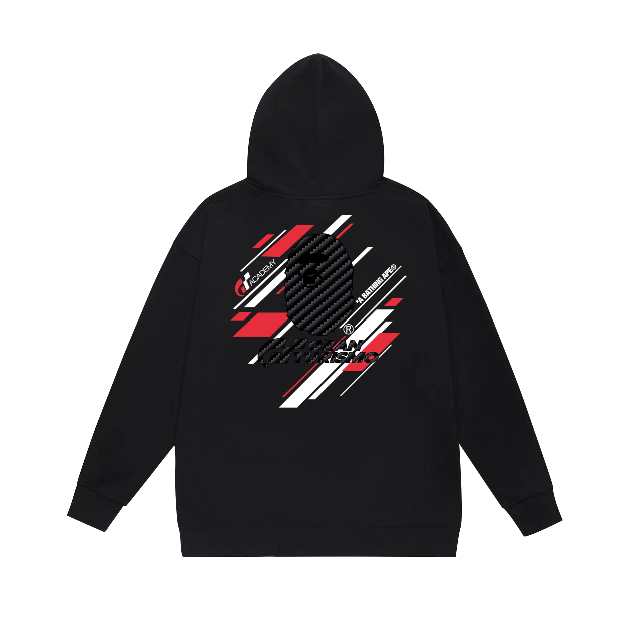 BAPE × Gran Turismo collaboration diagonal-striped Ape Head logo hoodie