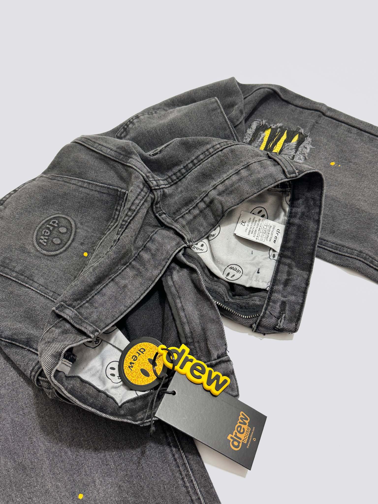 Drew House Broken Hole Washed Splash Ink Jeans