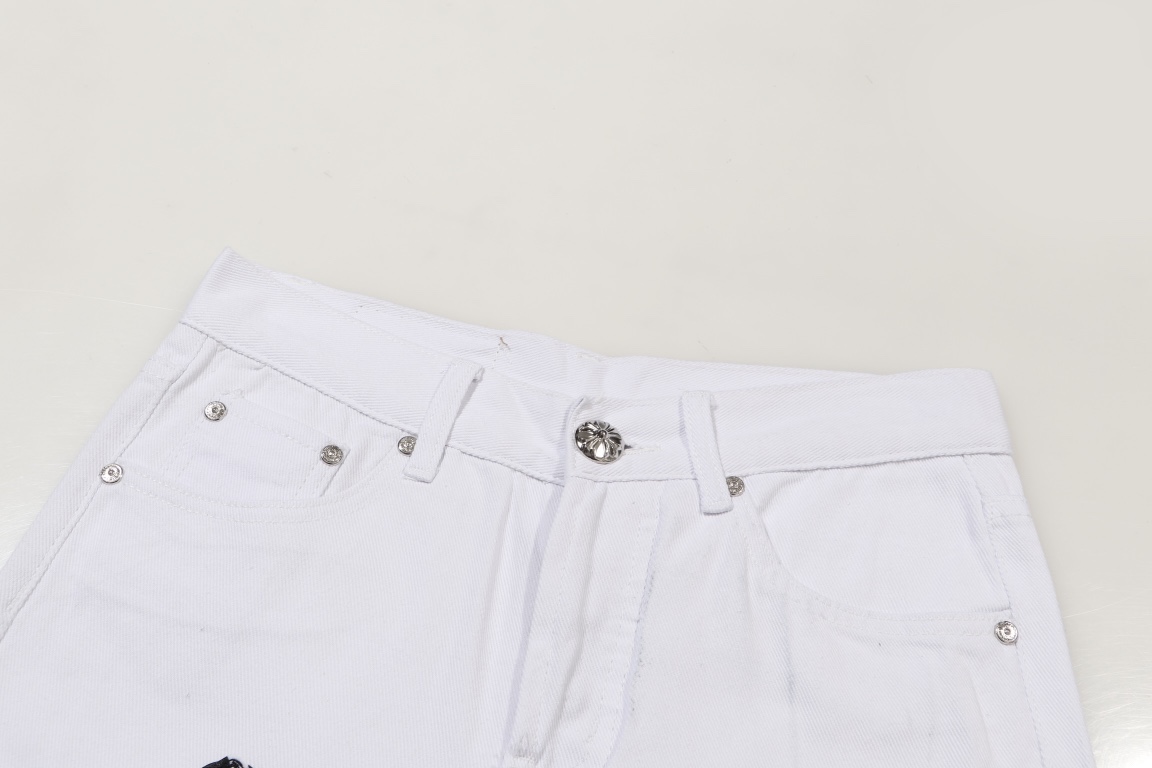 Chrome Hearts Green Zebra Print Croesses White Pants